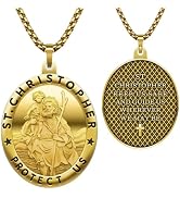 Anwlki Saint Christopher Necklace St Christopher Medal Bless Safety Religion Pendant Gift for Men...