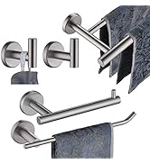 JQK Bathroom Hardware Set, 5-Piece Bath Towel Bar Accessory Set Brushed Steel Towel Rack Holder W...