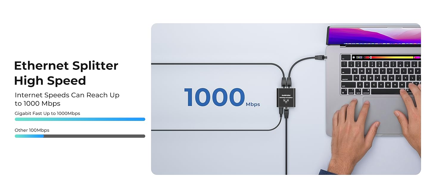 Ethernet cable splitter 1 in 2 out the2 devices can transmit data at high speeds of up to 1000 Mbps