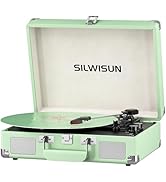 Vinyl Record Player 3 Speed Turntable with Bluetooth, Built in Battery, Portable Suitcase, Built ...