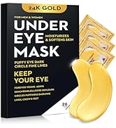 Bukamkom 40 Pcs/20 Pairs 24K Gold Eye Mask Collagen Under Eye Mask Patches for Dark Circle Puffin...