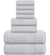 Belizzi Home 8 Piece Towel Set 100% Ring Spun Cotton, 2 Bath Towels 27x54, 2 Hand Towels 16x28 an...