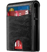 RUNBOX Men's Pop-Up Bifold Wallet with ID Window &amp; Cash Slot, Leather &amp; Aluminum Card Holder for ...