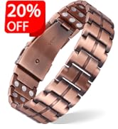 Feraco Men's Copper Bracelet,3X Strength 99.99% Pure Copper Magnetic Bracelets with Magnets,Adjus...