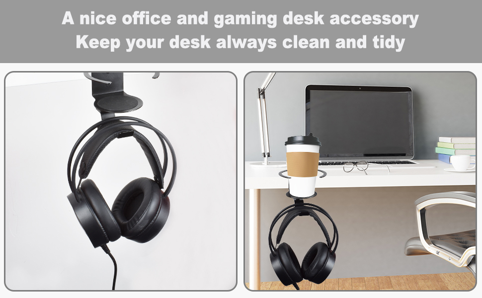 desk cup holder with headphone stand