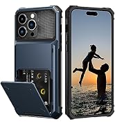 Nvollnoe Compatible with iPhone 15 Pro Max Case with Card Holder[Store 5 Cards] Dual Layer Heavy ...