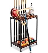 EXTCCT Billiards Pool Stick Holder - Pool Cue Rack Floor Stand &amp; Ping Pong Paddle Holder Hardwood...