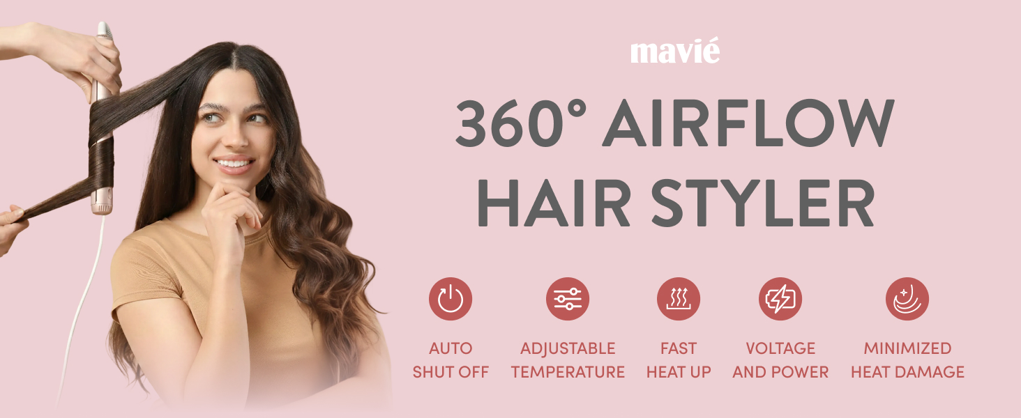 mavie 360 airflow styler hair straightener brush for women hot comb flat iron curling wand curler