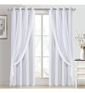 DWCN White Curtains 84 inches Long with Sheer Overlay Layered Curtains Panels Grommet Top with Ti...