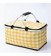 Insulated Picnic Basket Cooler Bag with Leak-Proof Liner, 26L Large Capacity for 12 Adults, Picni...
