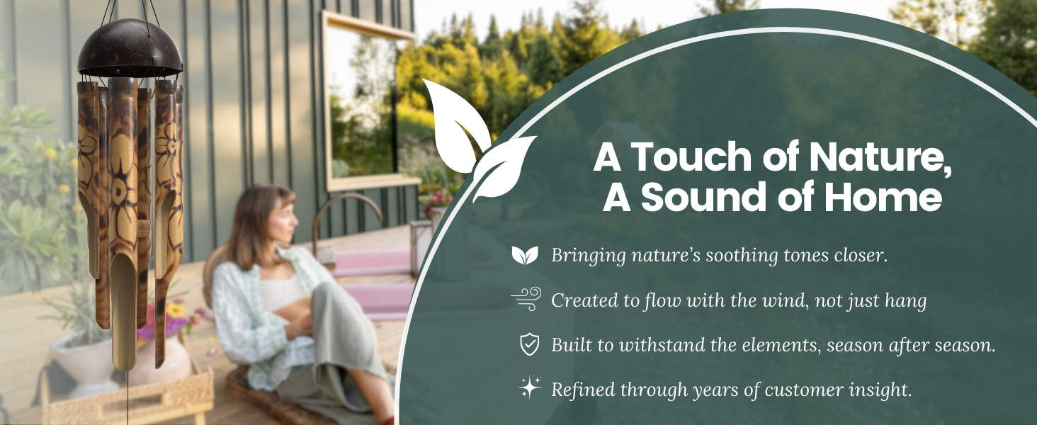 bamboo wind chime chimes wooden wood outside outdoors windchimes deep tone large windchime