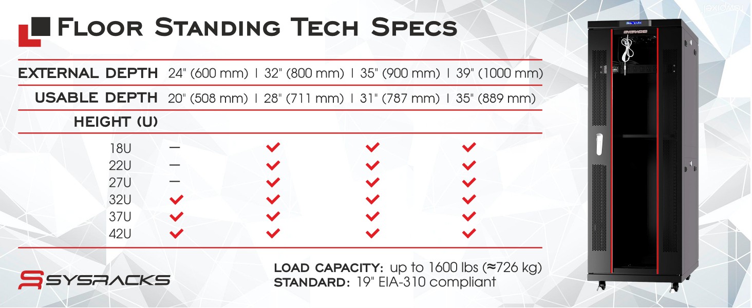 TECH SPECS MATRIX floor standing racks BLACK GLASS