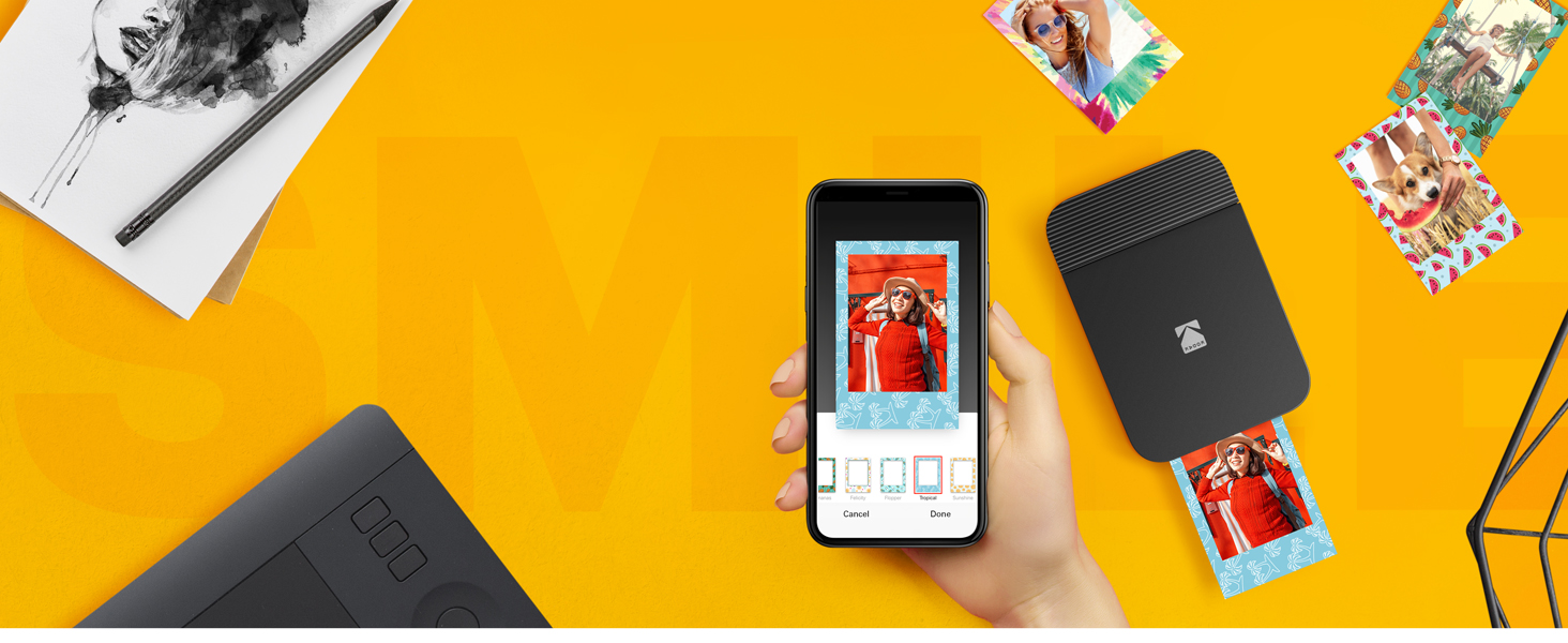 Kodak Smile Printer smartphone app borders photos