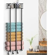 ENONCI Towel Racks for Bathroom, Towel Holder for Bathroom Wall Mounted with Shelf and 3 Hooks, B...