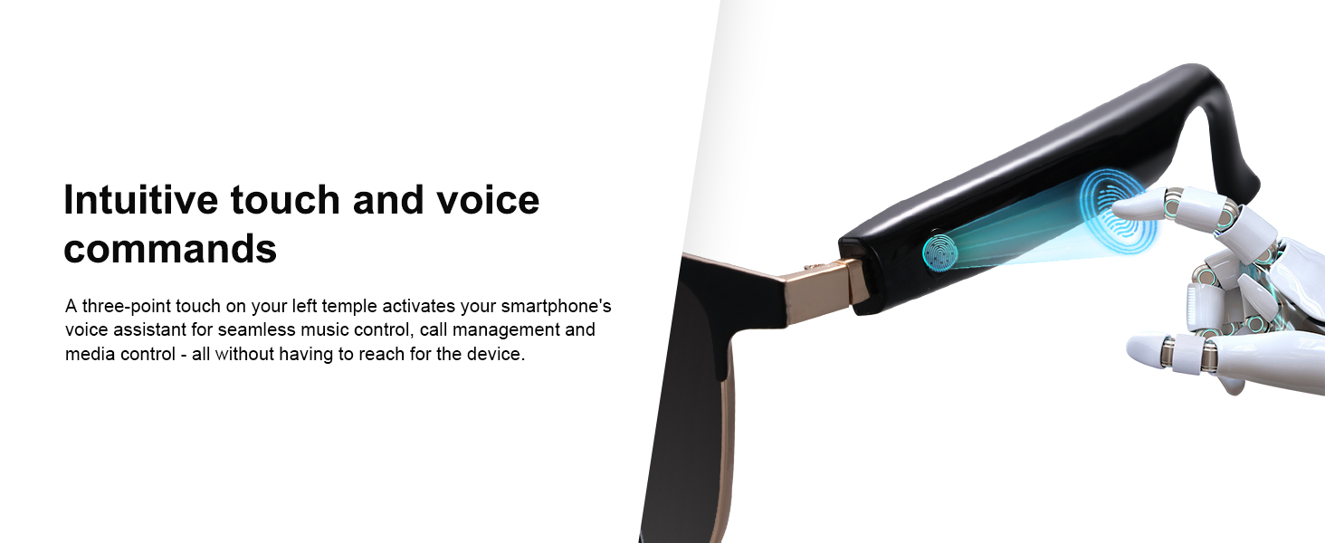 blue light glasses with bluetooth, smart glasses for men &amp;amp; women with intuitive touch