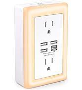 USB Wall Charger, Surge Protector,Nustsa Outlet Extender with Night Light, 4 USB Charger Ports( 4...