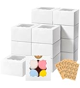 Mobestech 50 Pcs Cake Boxes Pastry Boxes With Lids Sheet Cake Boxes Cake Containers Cookie Contai...