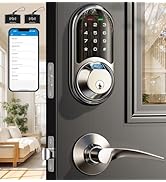 Veise Smart Locks For Front Door, 2 Lever Handles, Fingerprint Keyless Entry, App Control Biometr...
