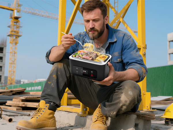 Cordless Electric Lunch Box for Adults, Heated Lunch Box Battery Powered with Automatic Heating