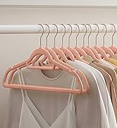 SONGMICS Velvet Hangers, Set of 50 Clothes Hanger with Rose Gold Swivel Hook, Non-Slip, and Space...