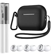 [4 in 1] for Airpods Pro 2nd Generation Case Cover 2022, Soft Silicone Protective Cover with Keyc...