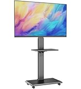 Rolling TV Stand, Mobile TV Cart for 32-75 Inch TVs up to 110 lbs, 18 Adjustable Heights, TV Floo...