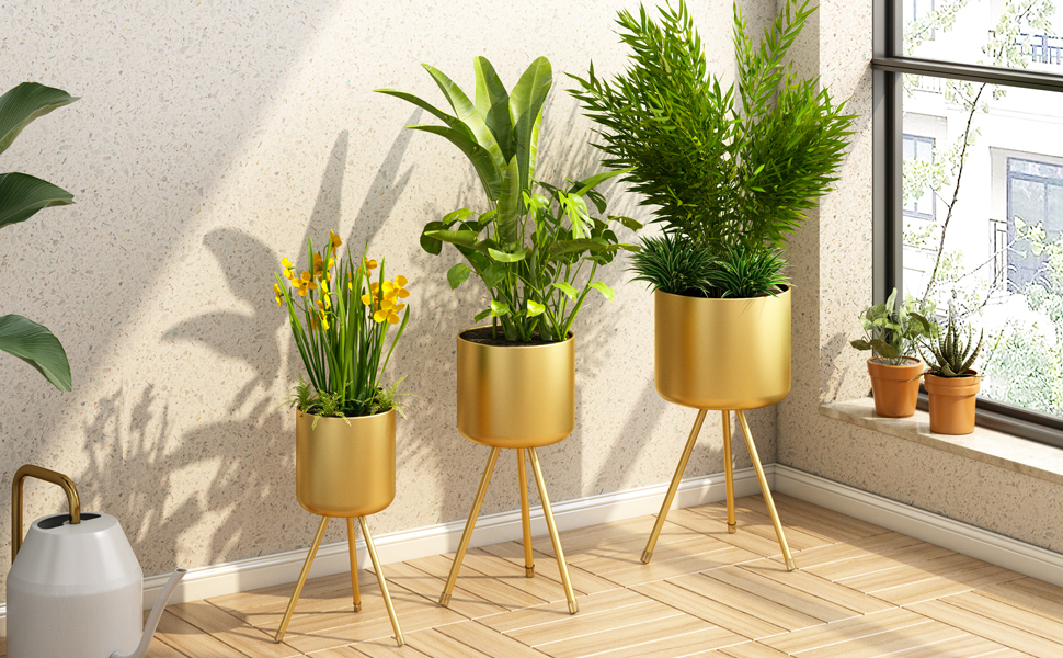 Gold Stylish Modern Floor-Standing Flowerpot