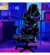 SparkLia Blacklight Crackle Gaming Chair Cover – UV Reactive Neon Geometric Esports Chair Slipcov...