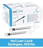 MediVena ONE-CARE 1ml Luer-Lock Syringes, Sterile, Low Dead Space, 100/bx Blister-Packed Syringes...