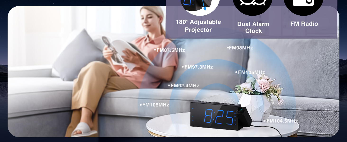  Projection Alarm Clock Radio