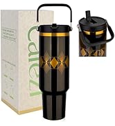 Cafezi 50 oz Tumbler with Handle and Straw, Stainless Steel Water Bottles with Flip Straw and Top...