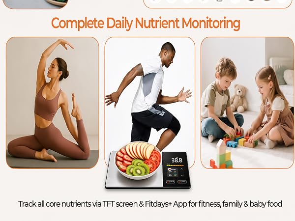 GABTRUK smart food scale tracks daily nutrients for fitness family and baby meals