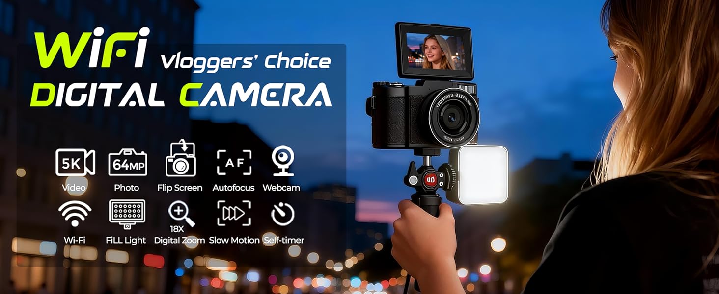 5k digital camera with wifi flip screen vlogging camera