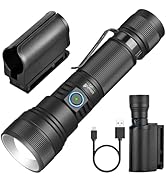 ULTRAFIRE Tactical Flashlight with Holster, 1500 Lumen Zoomable LED Police Flashlight, 5 Modes, R...