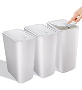 Kssvzz 3 Pack Small Bathroom Trash Can with Lid - 10L/2.6 Gallon Slim Garbage Bin, Dog Proof Tras...