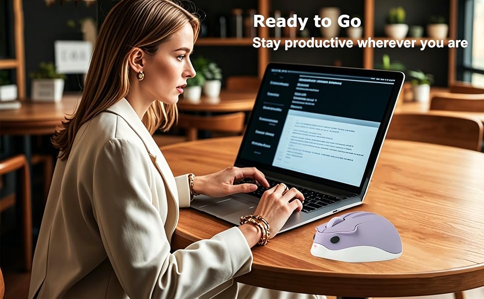 Wireless Mouse Cute Hamster Shape Silent Click Portable Compact USB Cordless PC Laptop Computer