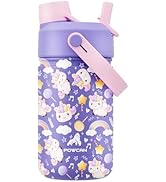 12 oz Insulated Water Bottle for Kids: 2-in-1 Straw Spout Lid, Spill-proof, BPA-Free, Easy Clean,...
