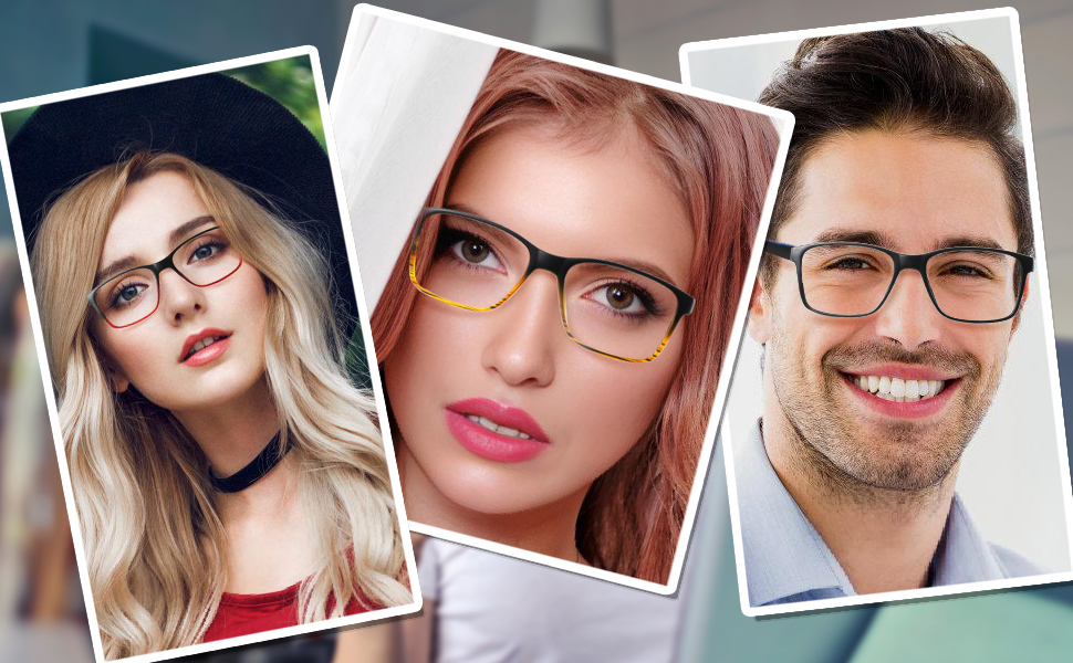 Progressive Multifocus Reading Glasses Blue Light Blocking Readers for Men Women with Spring Hinge