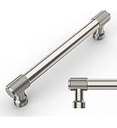 Amerdeco 10 Pack Brushed Satin Nickel Knurled Cabinet Pulls 5 Inch(128mm) Hole Center Kitchen Cab...
