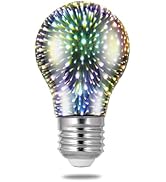 Porseme 3D LED A19 Bulb Decorative Light Bulb Fireworks Effect Glass Bulbs E26 Base 4W with Cold ...