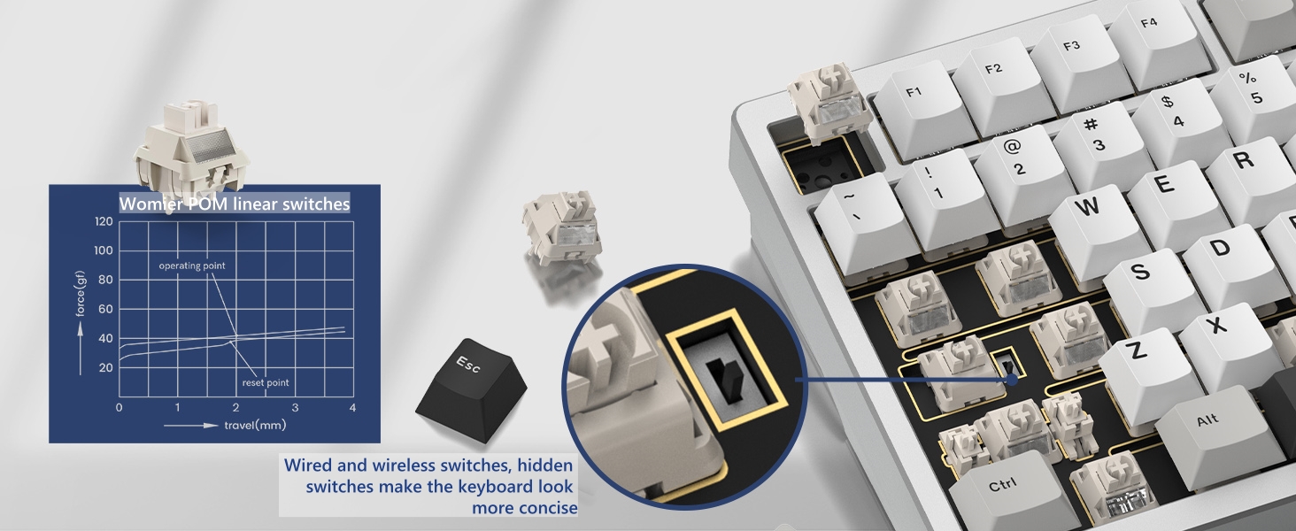 Gaming keyboard Wireless keyboard 75% wireless keyboard keyboard white keyboard rgb 75% keyboard