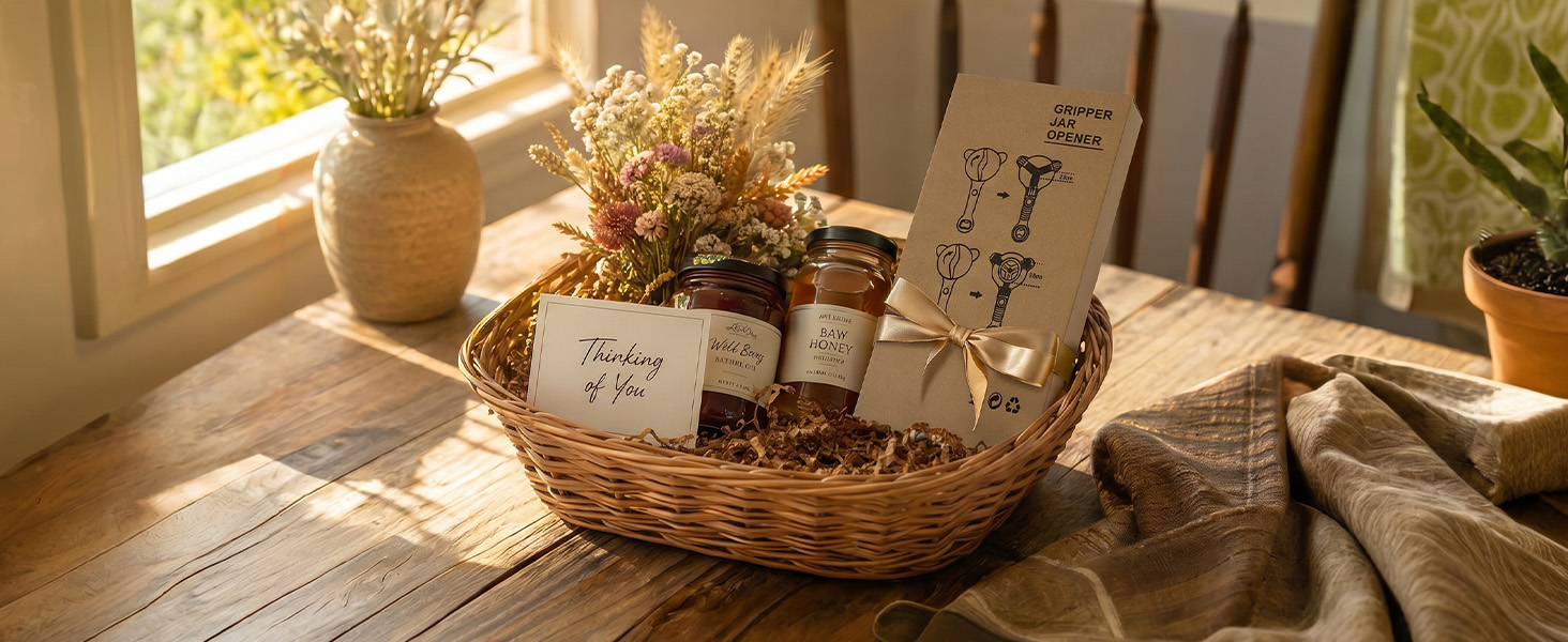 Complete 5-piece jar and can opener set for arthritis weak hands and manicured nail protection.
