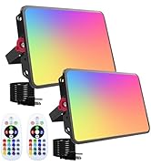 Indmird 2 Pack 200W RGB Flood Light, RGB Color Changing Floodlight, Smart RGB Floodlight with Rem...