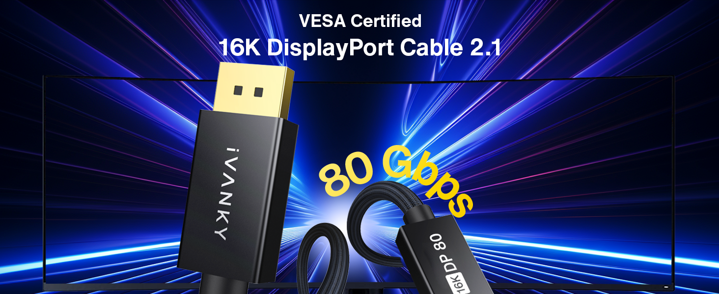 IVANKY 80Gbps Displayport Cable 2.1