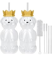 Mootikar Honey Bear Straw Cup for Babies, Juice Bear Bottle Drinking Cup Long Straws, 8-Ounce The...