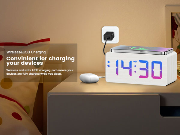 clock with charging station