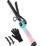 Professional 3/4 Inch Curling Iron with Clamp, Hair Curler with Temp Dial 280-450°F, Ceramic Coat...