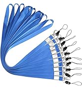 YOUOWO 10 PACK Neck Lanyard Office Nylon woven Blue Lanyards Straps for Badge Holders with J-Hook...