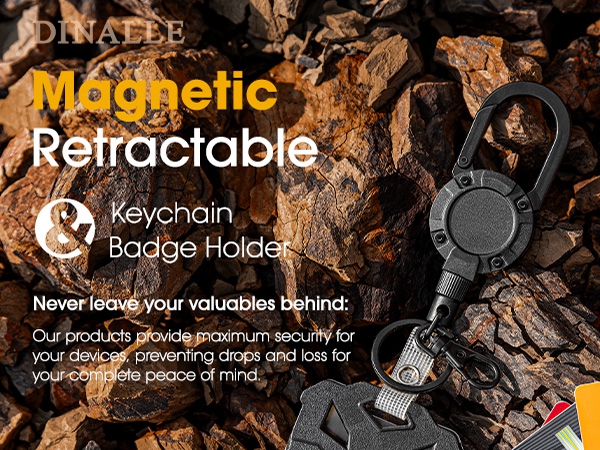 DINALLE Magnetic Retractable Keychain and Badge Holder