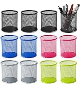 TooCust 12 PCS Mesh Pen Holder for Desk Office Pen Holder Makeup Brush Holder Pencil Cups Metal P...